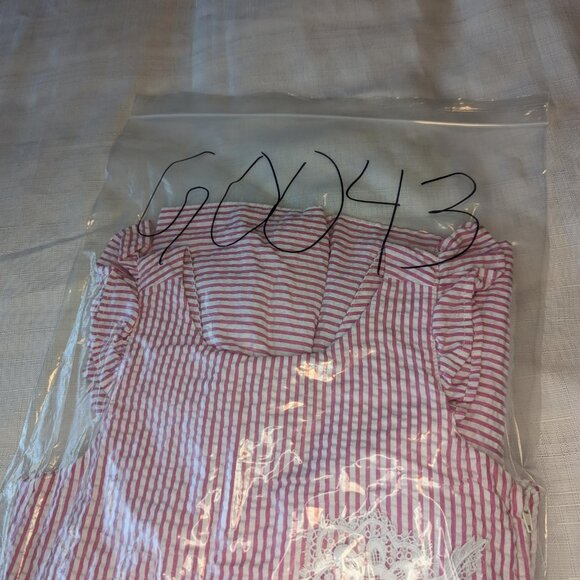 Rare Editions Girls Pink White Seersucker‎ Dress With White Lace Applique - Picture 10 of 10